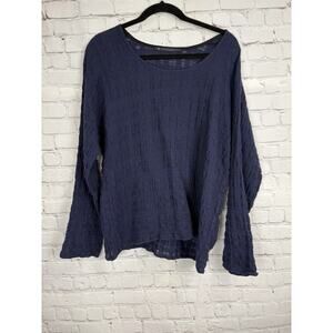 Elsa Esturgie cotton wool blend Textured blouse Long Sleeve Top Shirt Size 42